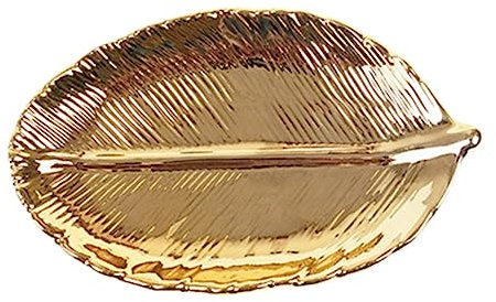VANZACK Vassoio Portaoggetti In Foglia D'Oro Portagioie Portacollane Portaanello Portaanello Portagioie Portaoggetti In Ceramica