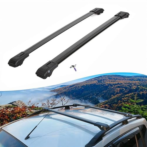 Roof Rack for Ford Ranger Super Cab 2011-2022, Lockable Open Rails Black | Axenture Aluminium Roof Bars for Raised Rails, 2-Piece Rail Carrier, Aerodynamic Lockable Design, T-Slot Channel