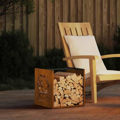 GCHDHAPB Kaminholzregal 40x40x40cm Verwitterung Stahl Haus & Garten Kamin & Holzofen Zubehör Holzregale & Träger