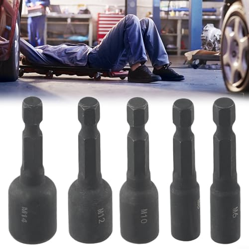 Set di 5 adattatori a vite con attacco esagonale da 1/4, progettati per l'uso in modellismo, riparazione automatica e manutenzione professionale
