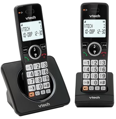 VTech EA5001 DECT Cordless Phone with Nuisance Call Blocker,Easy-to-Read Backlit Display,Landline Phone with 18 Hours Talk-time,Volume Booster,Handsfree Speakerphone,Speed Dial,2-Handset