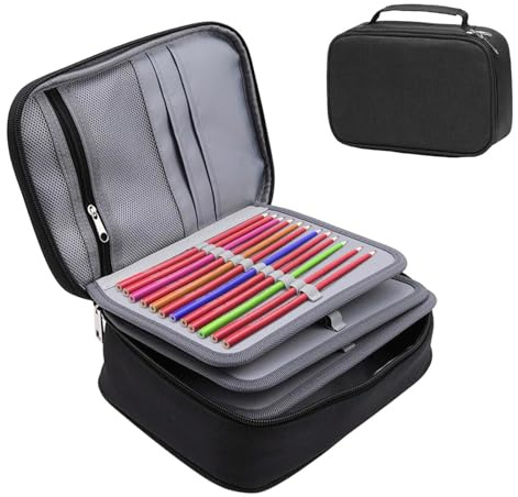 Dwitkul Federmäppchen Groß 72 Slots Federmappe Abnehmbar Federtasche Federpenal Stift Mäppchen Stiftemappe mit Reißverschluss für Jungen Mädchen Erwachsene (Schwarz)