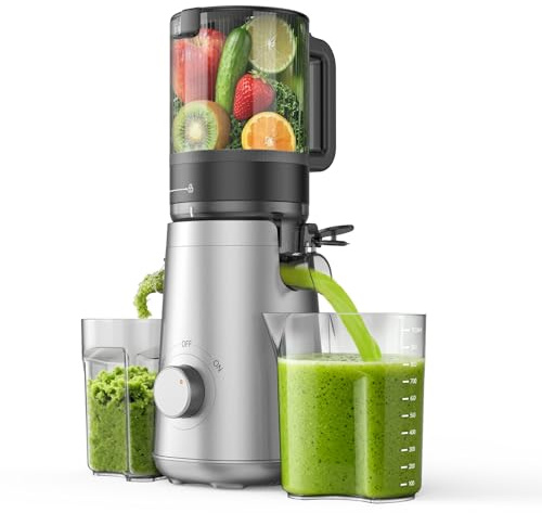 SMALLHOO Juicer Machines, 5.3 Wide Feed Chute Cold Press Juicer for Whole Vegetables & Fruits, High Juice Yield, BPA Free (Slivery)
