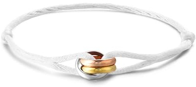 KIM JOHANSON® Damen Segeltau Armband *Tricolor* in vielen Farben | Kordelarmband mit Edelstahl Ring in Silber, Gold & Roségold | Wasserfest | Verstellbar | Boho Schmuck für Frauen | Inkl Schmuckbeutel