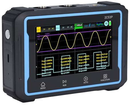 Ticfox 3 en 1 Multímetro de Osciloscopio Portátil, Tasa de Muestreo de Ancho de Banda de 50MHz de 50MHz Generador de Señal de Osciloscopio Digital de Mano