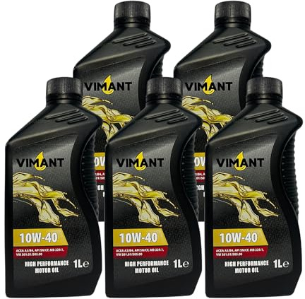 VIMANT Olio Motore Auto SAE 10W-40, 5 Litri, 5x1L, Semi-Sintetico, ACEA A3/B4, MADE IN ITALY