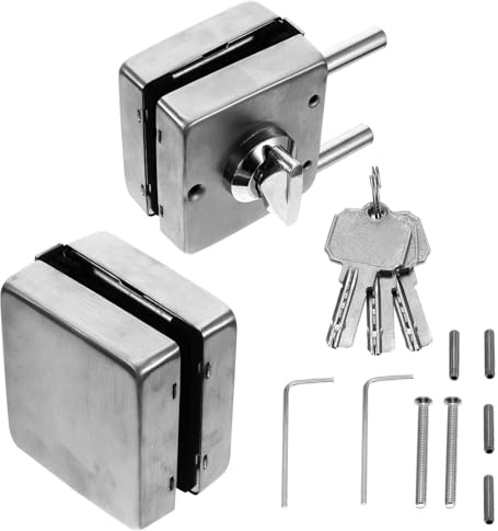 Didiseaon Cerradura sin Marco de Acero Inoxidable 304 para Puerta de Vidrio Pestillo Resistente Prevención de Óxido para Puertas Dobles