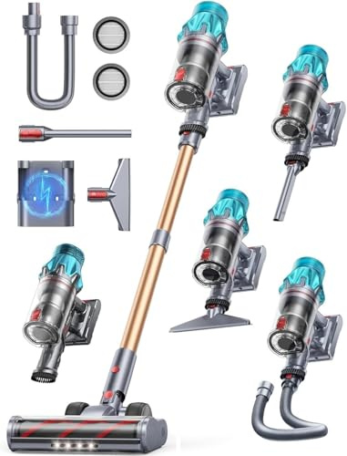 Cordless Vacuum Cleaner 65 Mins/600W/50Kpa, Vacuum Cleaners for Home with Touch Display, Lightweight Stick Vacuum Cleaner; Anti-Hair Wrap Technology, Wall Mount Charging Vacuum for Carpet/Pet Hair