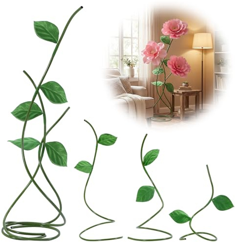 BreezeHug 3 Pcs Free Standing Giant Flowers Stem Stands Giant Artificial Flower Stems for Large Silk Flower, Wedding Reception Birthday Party Decoration Backdrop Shop Window Display Photography Props