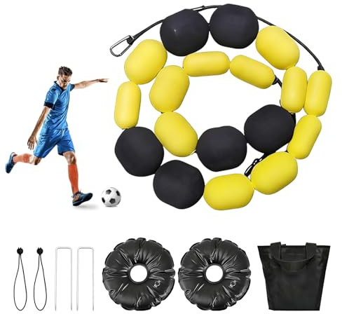 BONJUME Torwart Training Equipment, 2,5 M Trainingsbälle für Torwart Beweglichkeitstraining Fußball-Trainingshilfen mit 2 Wasserbeuteln Komplettes Torwart-Ablenkungsausrüstung für Erwachsene