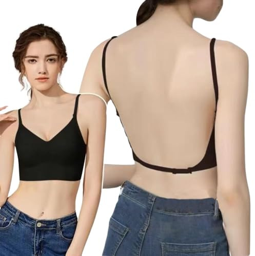 KOEMCY Soutien-Gorge Dos Nu pour Femmes Invisible Push Up Dos Ouvert à découpe Basse Convertible en Bra Dos Nu Multiway Halter