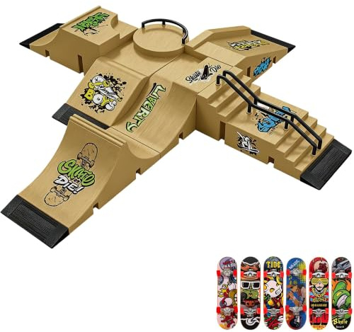 Gxdamxz Finger Skateboard Set, Parque de Rampas Fingerboard 6 en 1