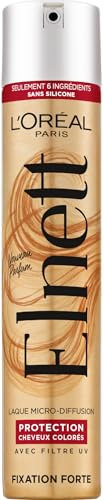 L'Oréal Paris - Laque Fixation Forte - Tenue Longue Durée 48H Indétectable - Nouvelle Formule Pour Cheveux Colorés - Enrichi en Filtres UV - Elnett Satin - 300 ml