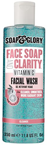 Soap & Glory Face Wash with Vitamin C - 3 in 1 Brightening Facial Cleanser, Makeup Remover & Face Exfoliator - Deeply Cleanses, Purifies & Hydrates for Radiant, Smooth Skin (11.8 fl oz)