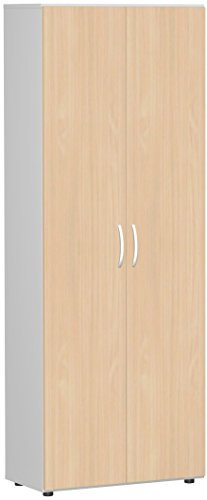 Gera Möbel Schranksystem Flex Flügeltürenschrank, Drehtürenschrank, Holzdekor, buche/lichtgrau, 80 x 42 x 216 cm