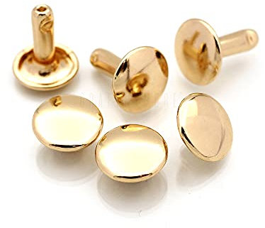 CRAFTMEMORE 8mm Cap x 8mm Post Leather Rivet Double Cap Rivets Tubular Metal Rapid Rivet Studs Leather Craft 50 Sets (8 mm Post, Gold)
