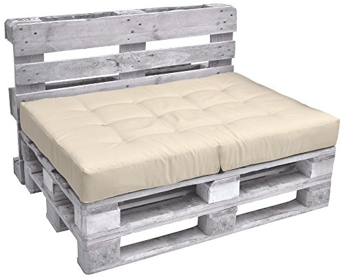 Beautissu Palettenkissen Outdoor Sitzkissen für Paletten Europaletten | 120x80cm Beige Auflagen Palettensofa Palettenmöbel Palettenpolster Garten Lounge Kissen Balkon Palettenauflage Set Elements