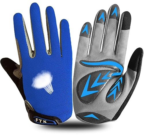 Cycling Gloves Kids Boys Girls Youth Full Finger Pair Bike Riding, Children Toddler Mountain Road Bicycle Warm Cold Weather Gel Padded Age 2-11 (Blue, Medium)