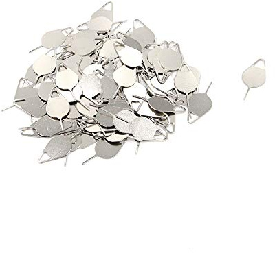 Geesatis 100 PCS Silver Sim Card Tray Needle Pin Eject Pin Key Sim Card Opening Removal Tool Compatible with fit Most Smartphone Brands