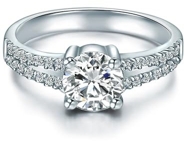 Trilani Damen-Ring Sterling Silber Zirkonia weiß im Brillantschliff - Verlobungsringe Silber mit Stein Antragsring Trauring