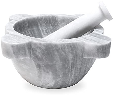 Mortero de cocina con mortero de mármol, diseño de mármol, 25 cm de diámetro