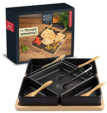 Moritz & Moritz juego de fuentes para servir, incl. cucharas y tenazas - Juego de fuentes para tapas, cuencos para dipear, fuente para aperitivos y fuentes para tapas