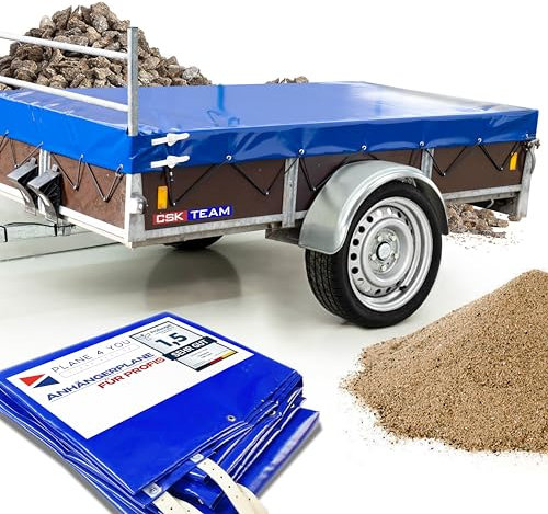 Plane - Abdeckplane für Verschiedene Anhänger mit H-Gestell mit und Ohne Rehling cm Wasserfeste Anhängerplane mit viel Zubehör - Premium Anhänger Abdeckung - 680 gr/m² bis 280 x 180 x 15