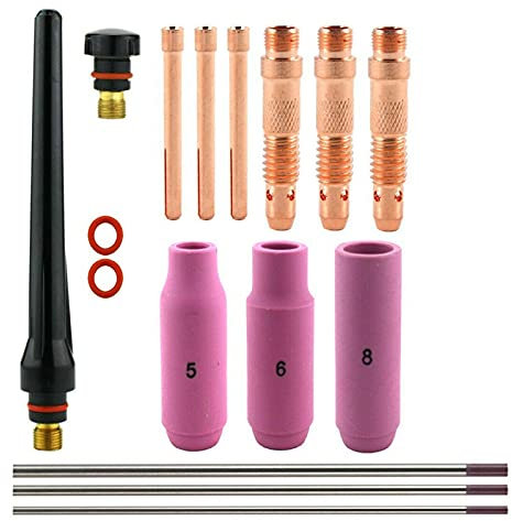 WP-26 WIG-Schweißzubehör, Argon-Lichtbogen-Schweißgerät, Spannhülse Keramikdüse, für WP17/18/26 WIG-Schweißpistole, Set à 16