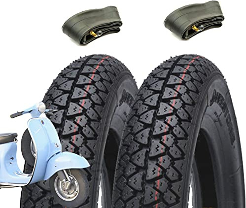 Par de neumáticos Deestone 3.50-10 + cámaras de aire para Piaggio Vespa PX 125 150 200 Arcobalno
