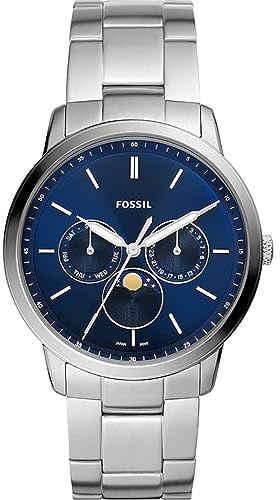 Fossil Neutra Minimalist Herren-Uhr, Quarzwerk mit Edelstahl- oder Lederarmband Kobaltblau