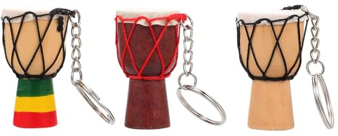 HOMSFOU 3Er Set Afrikanische Trommel Schlüsselanhänger Djembe Stil Mini Taschenanhänger Für Musikliebhaber Und Reisezubehör