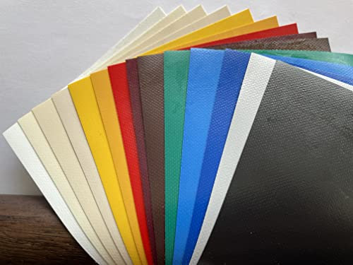 TENDAGGIMANIA Telo Tenda da sole PVC impermeabile su Misura COLORE SABBIA 1093 - Telo ricambio tenda da sole esterno Completo di Tondini, Bordi e Volant - Ignifugo e Antimacchia