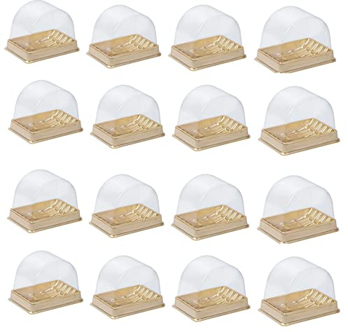 AOOPOO 50PCS Cake Slice Boxes Cheesecake Pie Containers Plastic Dessert Cake Box Swiss Roll Container with Clear Dome Muffin Cheese Sushi Display Storage