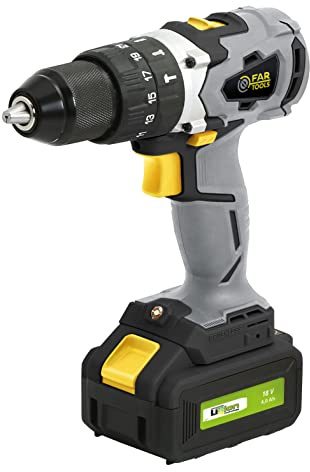 Fartools Perceuse percu/Visseuse BRUSHLESS 18V, 2 batteries 4,0+2,0Ah li-ion, max 55Nm, 2 vitesses méca., mandrin métal Ø13mm, LED, mallette