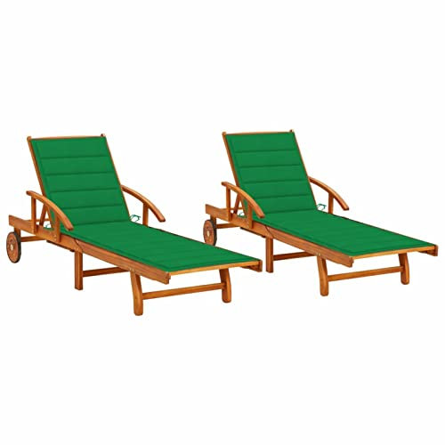 ZEYUAN Sonnenliegen 2 STK. mit Auflagen, Gartenliege, Strandliege, Saunaliege, Relaxliege, Campingliege, Poolliege, Liege Garten, Massivholz Akazie
