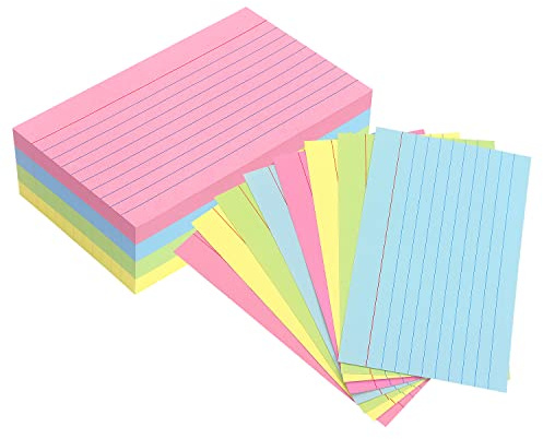 Linierte Karteikarten, Pastellfarben, Karteikarten, Notizkarten für Studium, Zuhause und Büro, 7,6 x 12,7 cm, 180 Stück