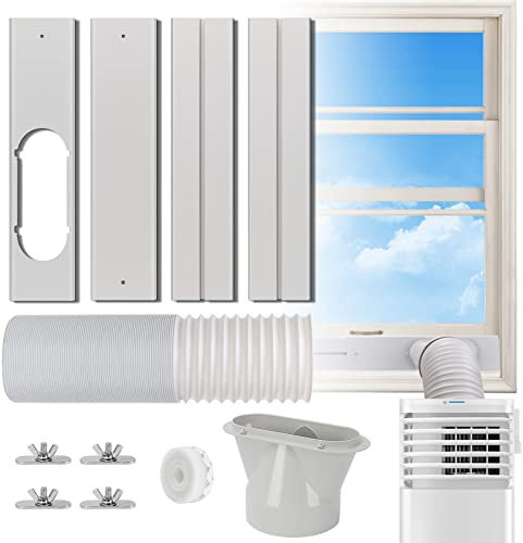 Portable AC Window Vent Kit, Sliding Window AC Seal Kit 5.1 Exhaust Hose | Exhaust Hose Length 51, Plates 17-64, Universal Air Conditioner Window Seal Kit, No Coupler for Horizontal/Vertical Window