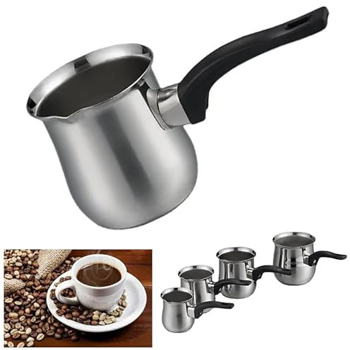 300ml Long Handled Turkish Coffee Pot, Milk Pan -Continental Percolator Pot Jug, Camping, Caravan, Brewing Rich Coffee (300ml Turkish Coffee Pot)