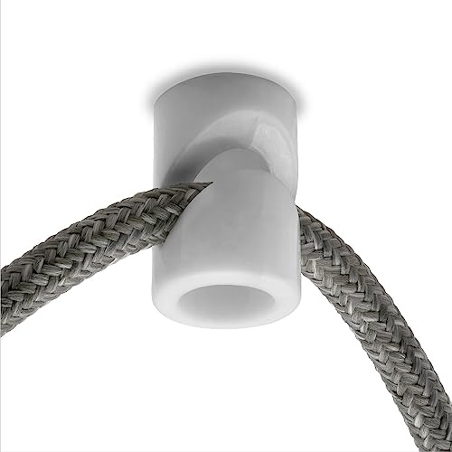 Amarcords - 5 décentrateurs de crochets de plafond pour lampes et suspensions. Crochet de plafond vertical abattant avec réglage par câble apparent - Décentraliseur de câble électrique couleur BLANC
