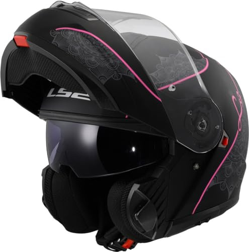 LS2, Klapphelme Motorrad Strobe II LUX mat Black pink