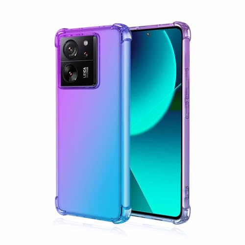 WBWONE TPU Degradado Funda para Xiaomi Mi 13T 5G / 13T Pro 5G, Carcasa Protectora Antigolpes Suave TPU Silicona Caso Anti-Choques Resistente a los Arañazos Cover (Purple Blue)