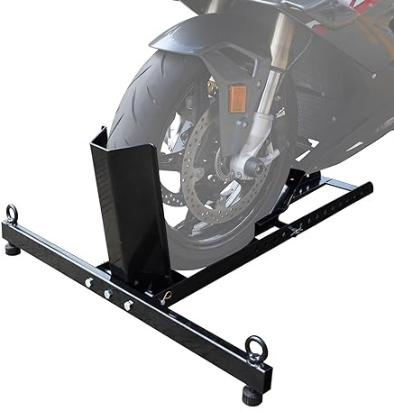 Torin ATRM05012B Motorcycle Trailer Wheel Chock: Adjustable Heavy-Duty Steel Motorcycle Stand Wheel Tire Chock for 16-25 Off-Road and Standard Motorcycles, Upright 1800lbs Capacity