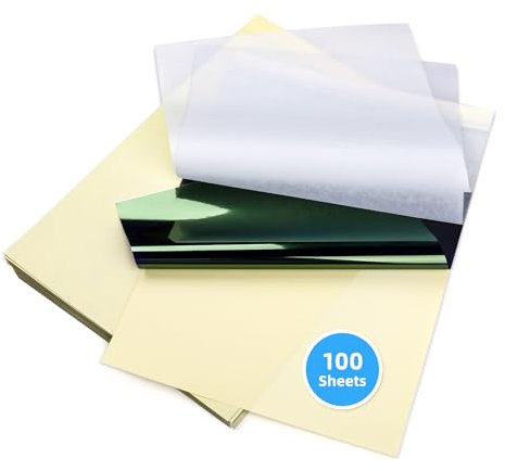 Tattoo Transfer Papier, Zoolion 100 Blätter Tattoo Schablone Papier, 4 Lagen Tattoo Papier für Tattooing, Tattoo Schablone Transfer Papier für M08F Drucker, Tattoo für Anfänger, Künstler- A4 Größe