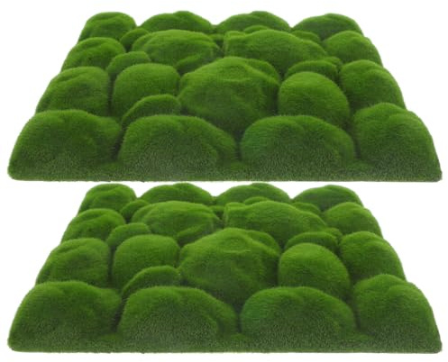 Alipis Künstliches Moos 2 Stück Kunstmoos Zum Dekorieren Für Mikrolandschaft Mini-Garten Bonsai Aquarium Garten- Und Innenhof-Deko 30.00 X 30.00 X 3.50 cm