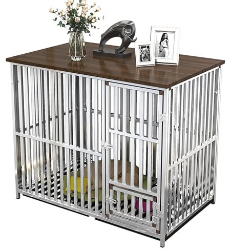 Haustierkäfig für mittelgroße Hunde Holz Indoor Hundekäfig Schrank Eckige Hundehütte Hundebox Hundehaus mit Türriegel für kleine/mittlere/große Hunde bis 60 kg Vintagebraun. (Size : 127x81x92cm)