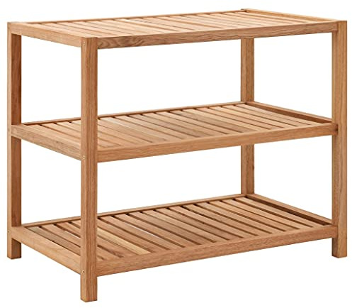 Gecheer - Estantería de baño de madera de nogal maciza, 65 x 40 x 55 cm, mueble de almacenamiento para cuarto de baño