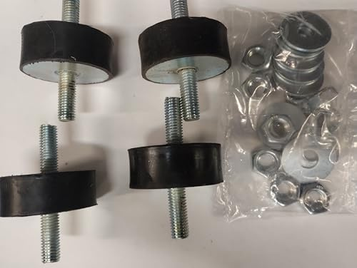 KIT ANTIVIBRANTE DOPPIO FILETTO 50X20 M10 IN GOMMA NERO NATURALE CON DADI E RONDELLE