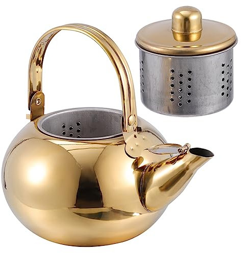 KICHOUSE Tetera Inoxidable Portátil Con Infusor Tetera De Infusión Con Filtro Para Preparar Té