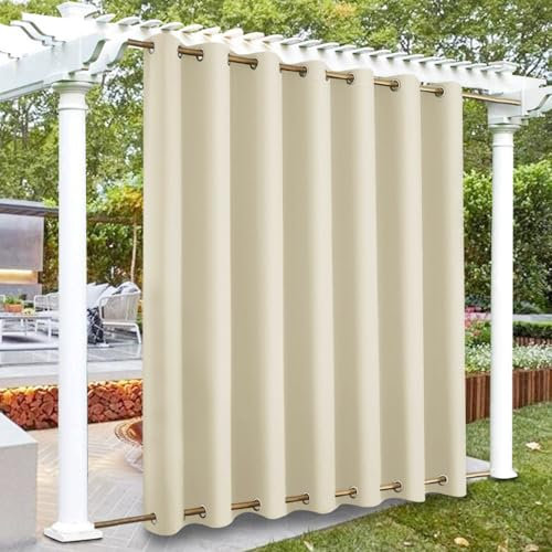 Fuikupe Outdoorvorhänge，Polyesterfaser Curtain Outdoor Vorhang Wetterfest mit ösen Für Terrasse Pavillon 254 * 274cm