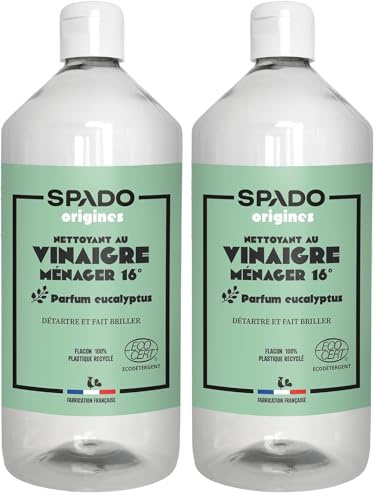 GLOSS- Vinaigre blanc liquide - Nettoie, Détartre, Détache, Dégraisse et Fait briller- Concentration à 14°- Parfum eucalyptus- 100% naturel- Compatible contact alimentaire- 1L - Fabrication française